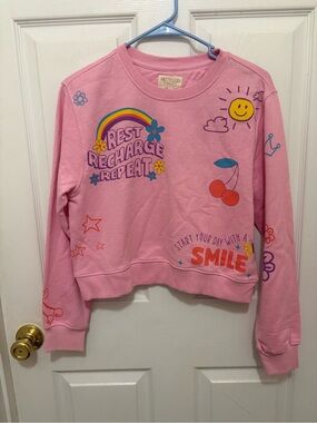 Recycled Threads pink graphic boxy sweatshirt